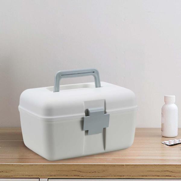 医薬品収納ボックス オーガナイザー コンテナ 応急処置 収納ケース 化粧品用 ブルー