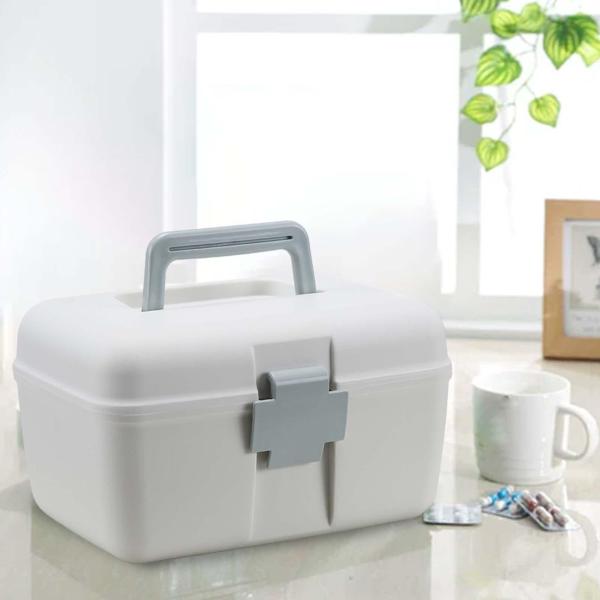 医薬品収納ボックス オーガナイザー コンテナ 応急処置 収納ケース 化粧品用 ブルー