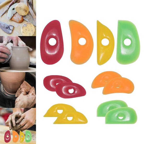 12x 陶器粘土リブ陶器スクレーピングシェイパーツール DIY ガジェット便利な実用的な陶器用品陶器用ゴムリブ