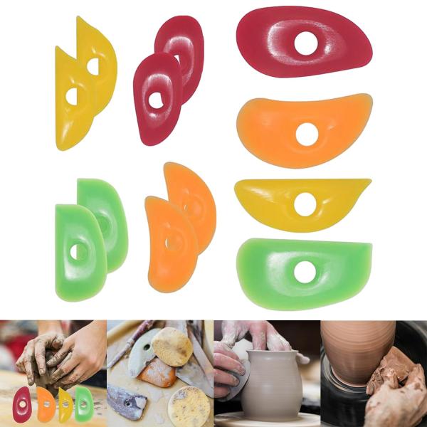 12x 陶器粘土リブ陶器スクレーピングシェイパーツール DIY ガジェット便利な実用的な陶器用品陶器用ゴムリブ
