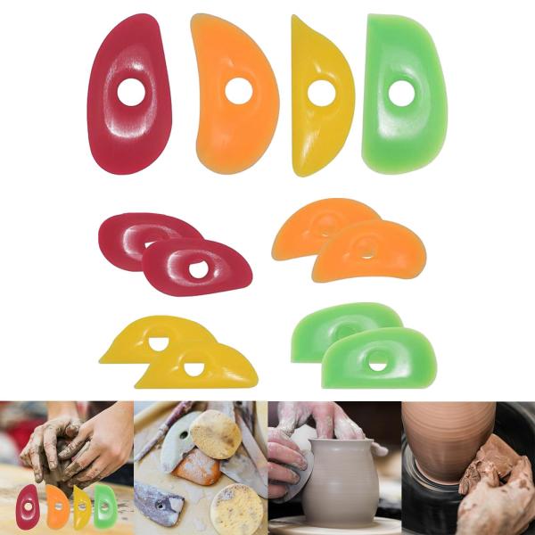 12x 陶器粘土リブ陶器スクレーピングシェイパーツール DIY ガジェット便利な実用的な陶器用品陶器用ゴムリブ