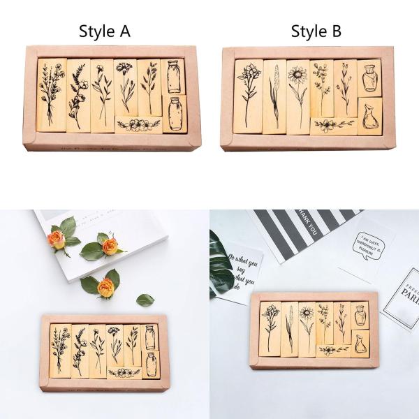 木製スタンプ 耐久性のある装飾木製スタンプ スクラップブッキング用 クラフト描画スタイル A