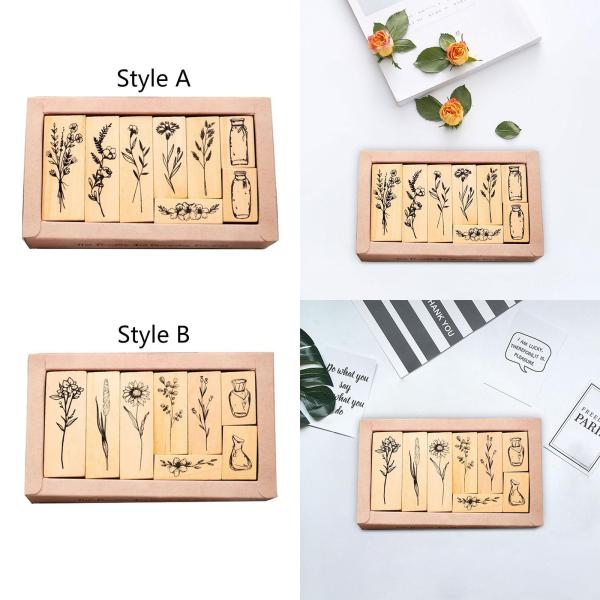 木製スタンプ 耐久性のある装飾木製スタンプ スクラップブッキング用 クラフト描画スタイル A