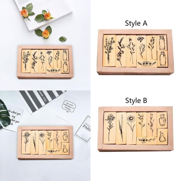 木製スタンプ 耐久性のある装飾木製スタンプ スクラップブッキング用 クラフト描画スタイル A