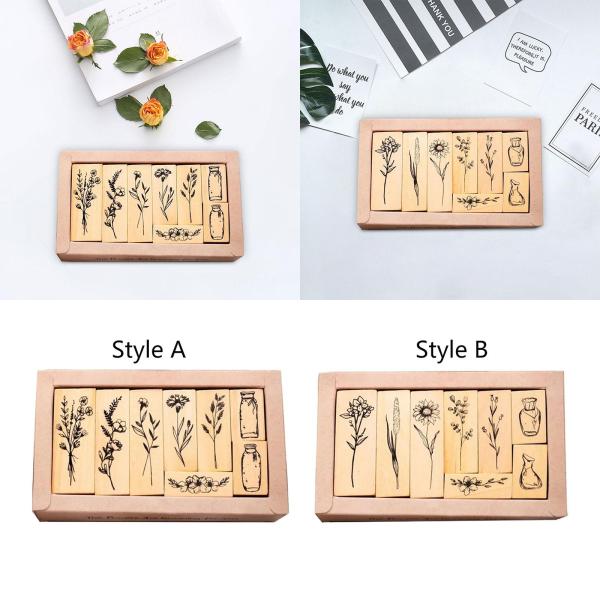 木製スタンプ 耐久性のある装飾木製スタンプ スクラップブッキング用 クラフト描画スタイル A