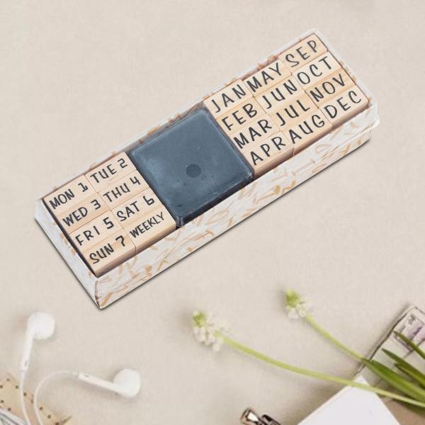 40x 木製アルファベット番号スタンプ スクラップブッキング用品 描画ジャーナル スタイル C