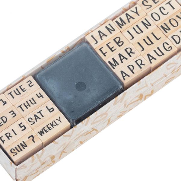 40x 木製アルファベット番号スタンプ スクラップブッキング用品 描画ジャーナル スタイル C