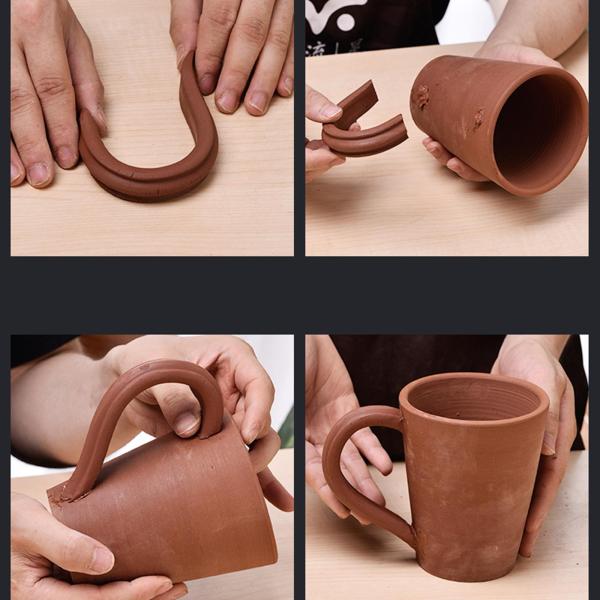 4 個陶器ハンドル作成ツール粘土彫刻こする耐久性のある DIY ポータブルカップハンドルモデリングツールティーポットハンドル用