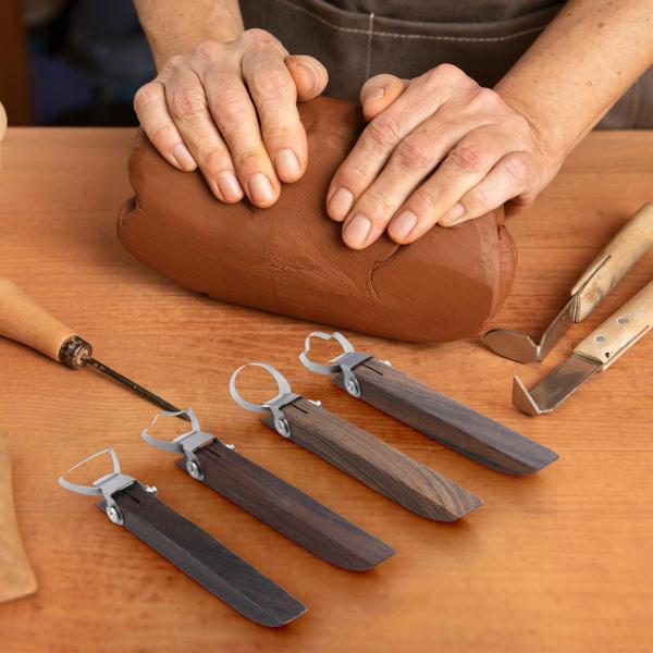 4 個陶器ハンドル作成ツール粘土彫刻こする耐久性のある DIY ポータブルカップハンドルモデリングツールティーポットハンドル用