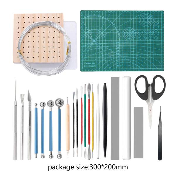 25ピースポリマークレイツールセット陶器ツール粘土彫刻ツールセラミックツール大人初心者専門家向け