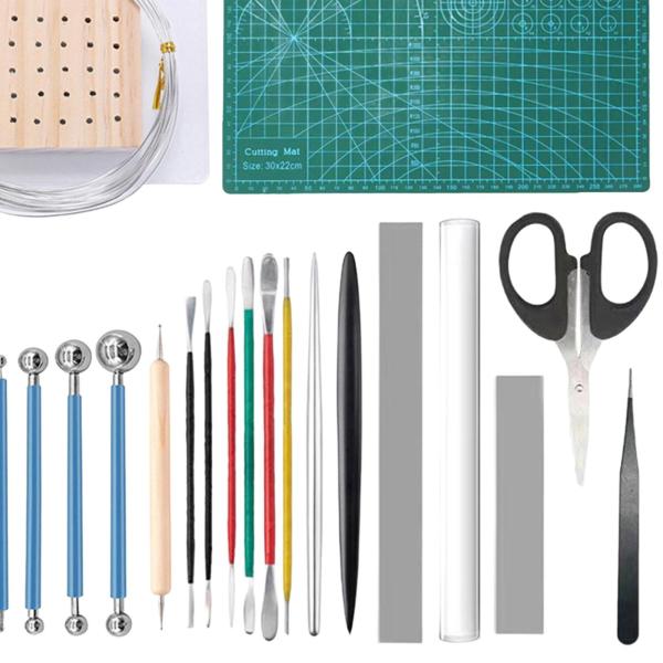 25ピースポリマークレイツールセット陶器ツール粘土彫刻ツールセラミックツール大人初心者専門家向け