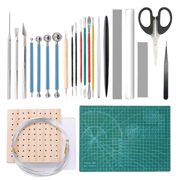 25ピースポリマークレイツールセット陶器ツール粘土彫刻ツールセラミックツール大人初心者専門家向け