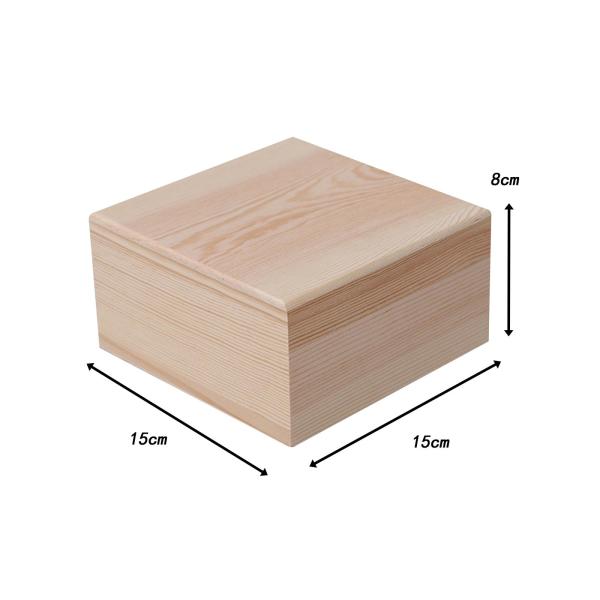 15cm×15cm×8cm 蓋付き収納ケース 木製収納ボックス 蓋付き ギフト