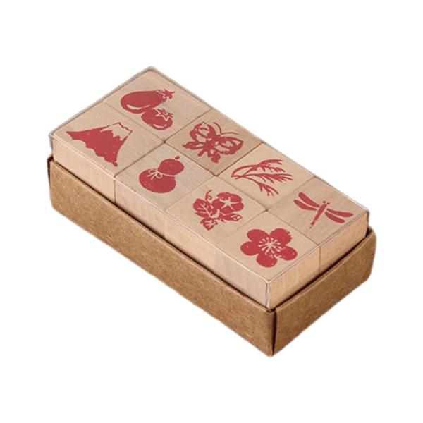 木製スタンプキット 絵画 スクラップブック 手作り ハッピープランナー DIY スタンプツール スタイル B