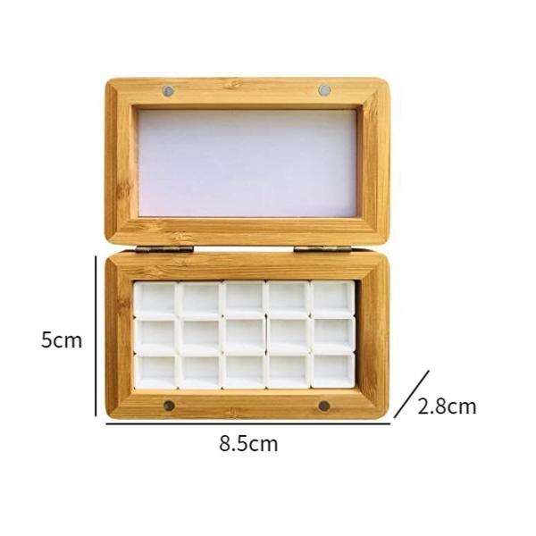 水彩絵の具箱 15 グリッド クラフト用品 旅行用パレット 組み立て式パン ライトブラウン