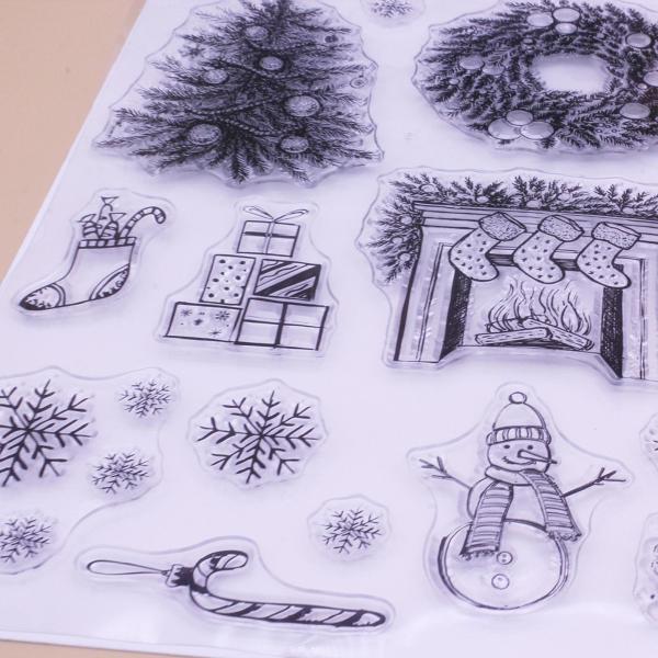 クリスマスクリアスタンプ カード作成デコレーション用シリコンスタンプ クリエイティブな透明スタンプ 日記帳用DIYプロジェクト