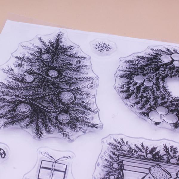 クリスマスクリアスタンプ カード作成デコレーション用シリコンスタンプ クリエイティブな透明スタンプ 日記帳用DIYプロジェクト