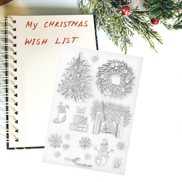 クリスマスクリアスタンプ カード作成デコレーション用シリコンスタンプ クリエイティブな透明スタンプ 日記帳用DIYプロジェクト