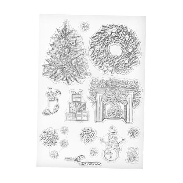 クリスマスクリアスタンプ カード作成デコレーション用シリコンスタンプ クリエイティブな透明スタンプ 日記帳用DIYプロジェクト