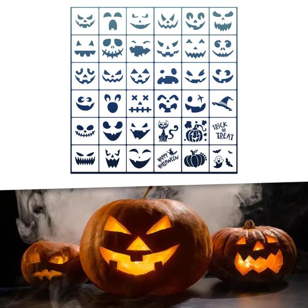 ハロウィンパンプキンフェイスステンシル36枚、ハロウィンフェイスペイントステンシル、女の子、男の子、仮面舞踏会用フェイスペイントステンシル