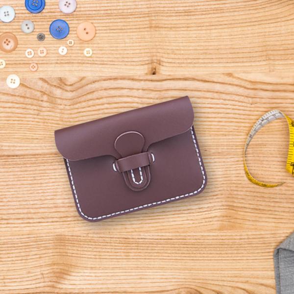 DIY 財布バッグ作りキット ポーチ 縫い方を学ぶ レトロな裁縫バッグ作り用品 ダークブラウン