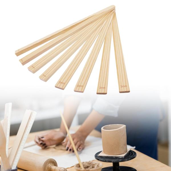 陶芸指導用ローリングマッドスティックガイド 木製ローリングピンガイド クラフトプロジェクト ポータブル 使いやすいローラーガイド 8本