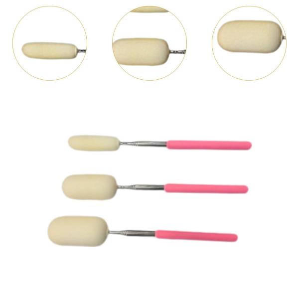 伸縮スポンジスティック 3本 アーティストスポンジロッド 背の高いまたは狭い陶器用 ピンク