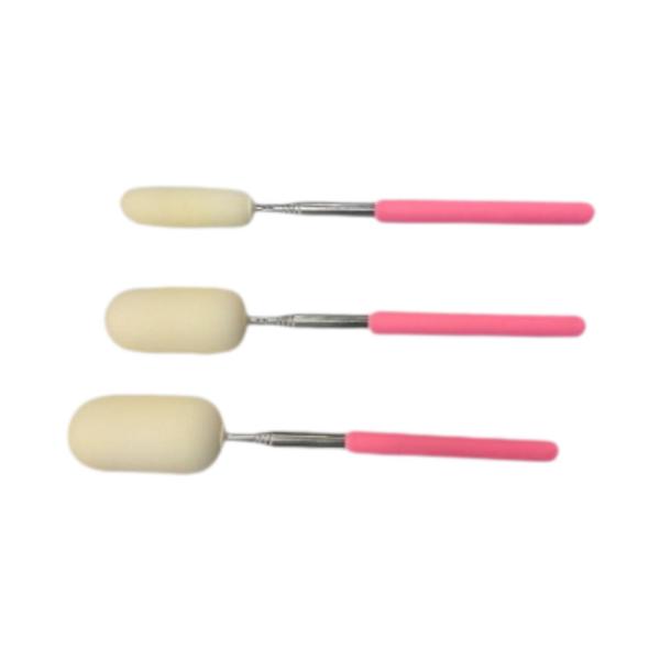 伸縮スポンジスティック 3本 アーティストスポンジロッド 背の高いまたは狭い陶器用 ピンク