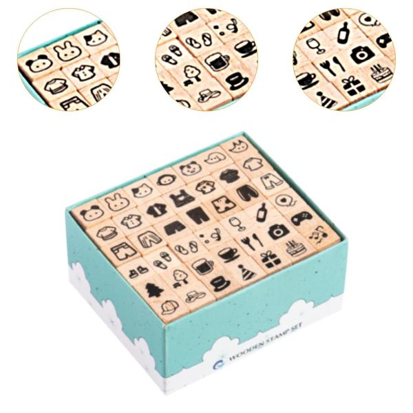 42ピース 木製スタンプ かわいいゴムスタンプ 絵画用 子供 アーティスト スタイル G
