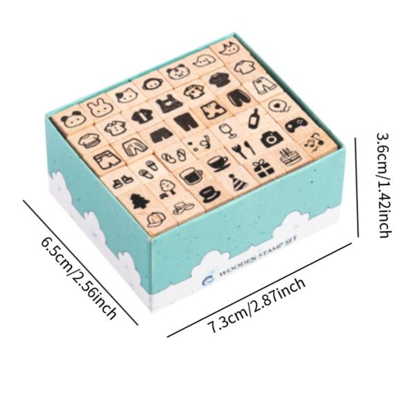 42ピース 木製スタンプ かわいいゴムスタンプ 絵画用 子供 アーティスト スタイル G