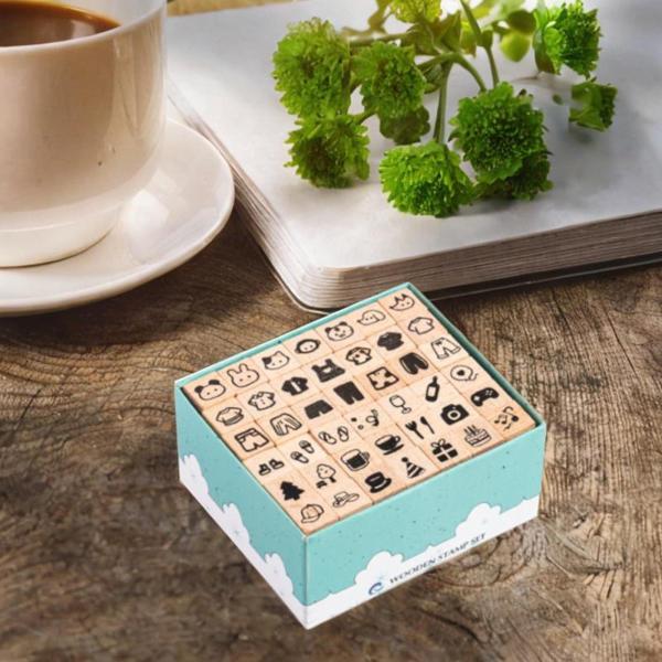 42ピース 木製スタンプ かわいいゴムスタンプ 絵画用 子供 アーティスト スタイル G