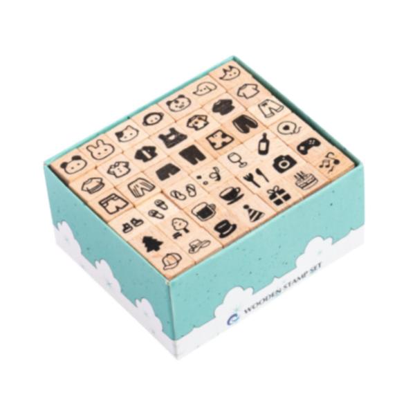 42ピース 木製スタンプ かわいいゴムスタンプ 絵画用 子供 アーティスト スタイル G