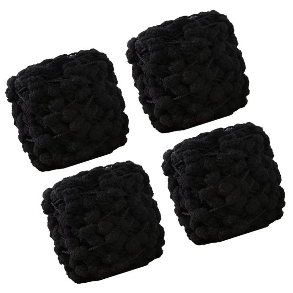 4玉 かぎ針編み ポンポン チャンキーヤーン スカーフクッション DIY用 ブラック