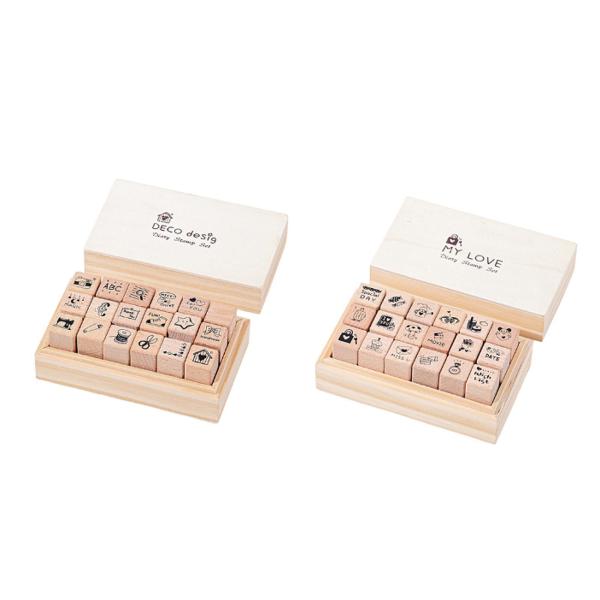 18個の木製スタンプ、木製ゴムスタンプ、DIY用品、クラフト、日記スタンプセット、ミニスタンプ、スクラップブック、ジャーナル、日記プランナー用