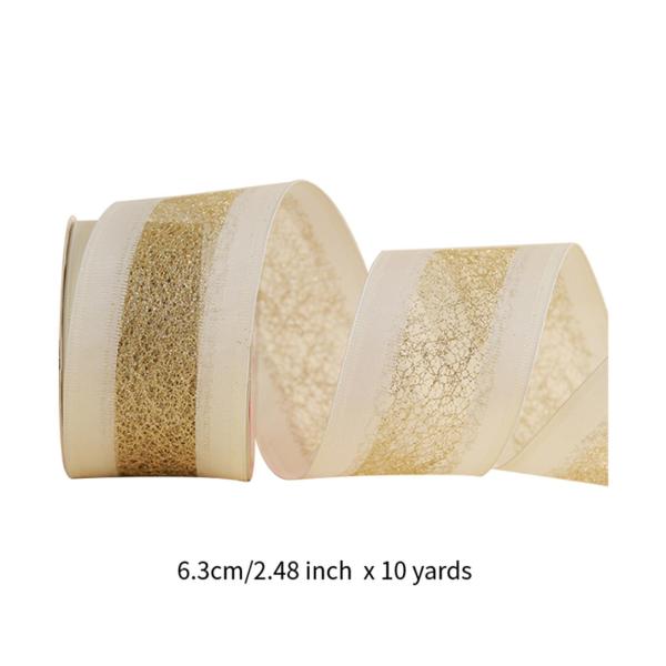 クリスマスリボン エレガント ワイヤー付き パーティー用品 ギフト包装 DIY ボウスタイル D