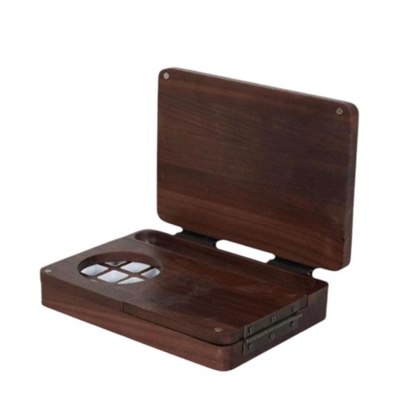 水彩絵の具箱 折りたたみ式 画家 ハンドクラフト ミキシングエリア付き クラフト 絵画 ポータブル 木製 ペイントトレイ 空パレット