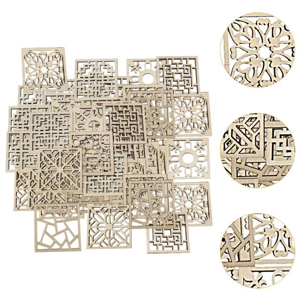 100個 木製工芸品 木製ギフトタグ 飾り 4x4 cm 木製フラワーカットアウト 手作り装飾 DIY 工芸品製作用品