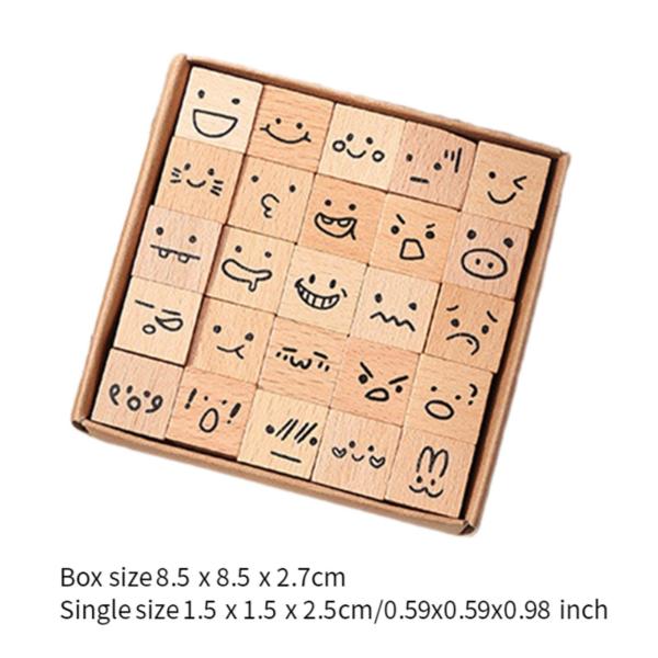 25x ミニスタンプ クラフト DIY 木製スタンプ 絵画 ジャーナリング ハッピープランナー 漫画の表現用