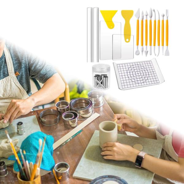 22 個陶器??粘土彫刻ツールセットモデリング粘土ツールアクリルプレスボード用品 DIY 陶器スクレーピングツール成形用