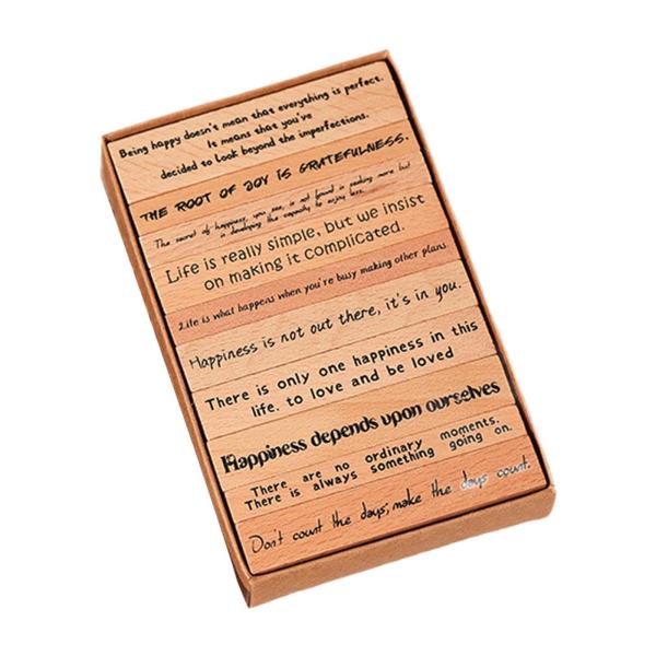 木製スタンプセット 手作り インスピレーションあふれる名言集 文字プロジェクト スタイル B