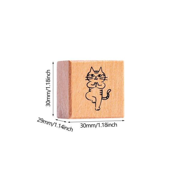 猫のスタンプ 1.2インチ 小さな木製ゴムスタンプ 日記 手紙 スクラップブック ヨガ用
