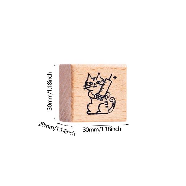 猫のスタンプ 1.2インチ 小さな木製ゴムスタンプ ジャーナル レター スクラップブック ナース用