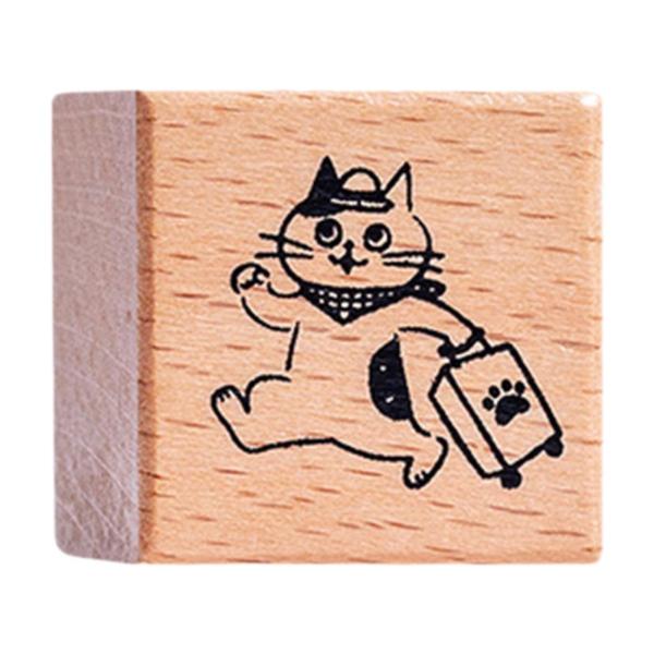 猫スタンプ 1.2インチ 小さな木製ゴムスタンプ 日記 手紙 スクラップブック 旅行用