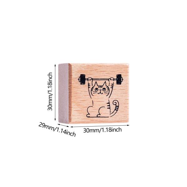 猫のスタンプ 1.2インチ 小さな木製ゴムスタンプ ジャーナル レター スクラップブック フィットネス用