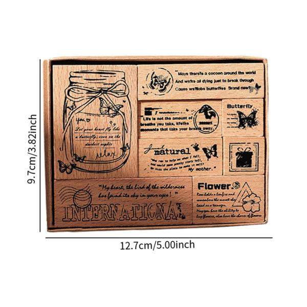 木製ゴムスタンプセット プランナー ジャーナリング フォトアルバム スタイル A 用の多目的クラフト