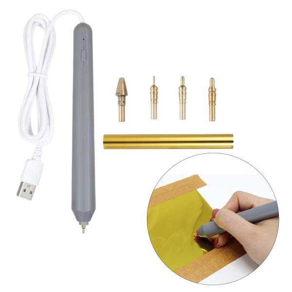 USBヒートホイルペンスクラップブッキングツールキット高性能ホットエンボススタンピングスタンピングペンDIYクラフトエンボスの4つのサイズのヒント