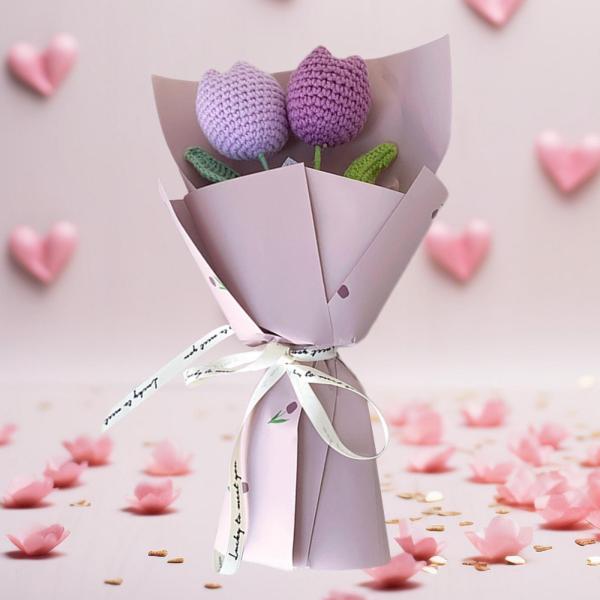 かぎ針編みの花束 母の日 先生の日 誕生日 バイオレットの花を編む
