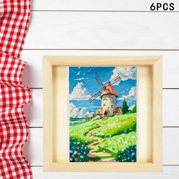 6枚の未完成木製キャンバスパネル 8インチの絵画用キャンバス木製パネルボード