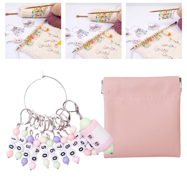 編み物用ステッチマーカー カウンター付き 軽量 DIY クラフト 織りパーツ用 シルバー B