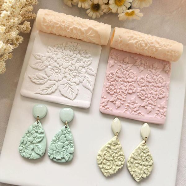 フラワークレイテクスチャローラーハンドメイドDIYイヤリングジュエリー作成ツールスタイルB